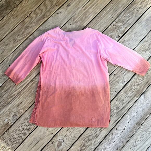 Zero Zero Woman Pink Boho Beaded Top 100% Cotton Size 1X - Picture 2 of 10